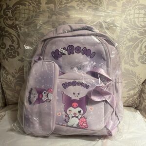 New Kuromi 3 Piece Backpack set Crossbody Lunch bag Pencil case Sanrio School